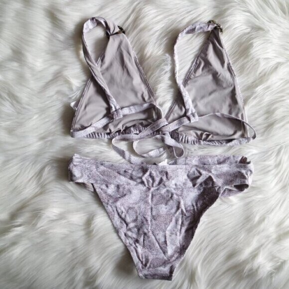NWT White Tan Snake Print Bikini Bathing Suit Set Size XL - Picture 6 of 7